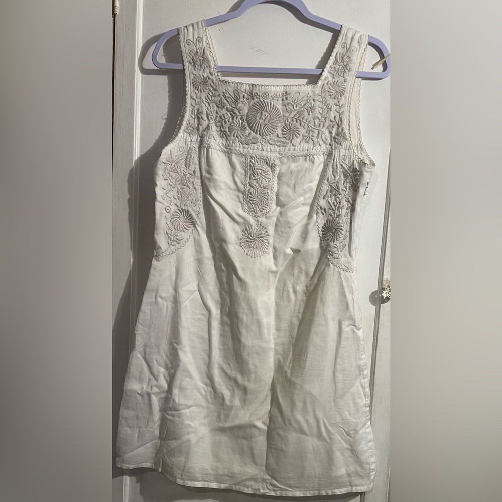 Tory Burch Cream Embroidered Mini Dress